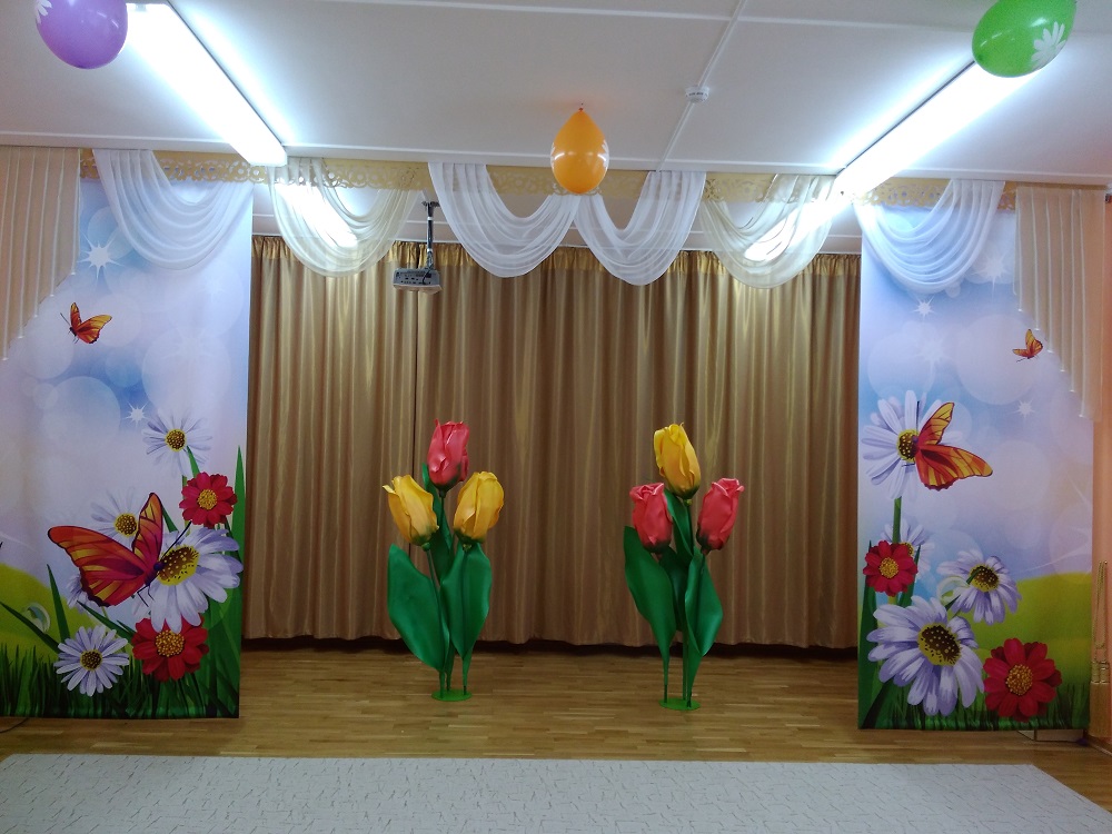 Оформление весна детский сад зал